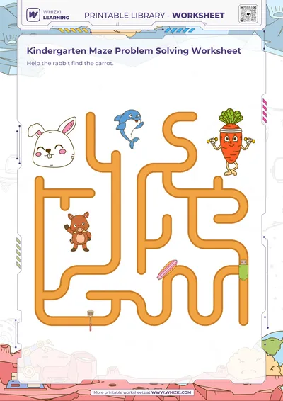 Kindergarten Maze Problem Solving Worksheet