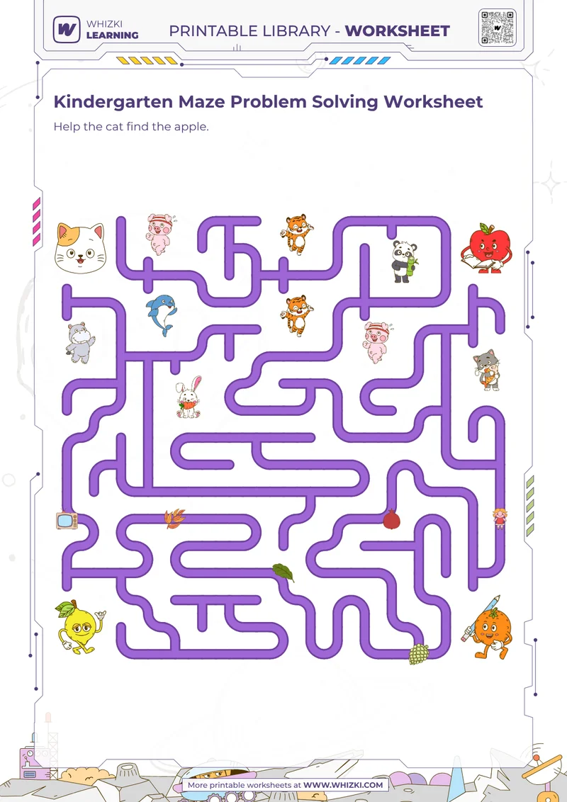 Kindergarten Maze Problem Solving Worksheet