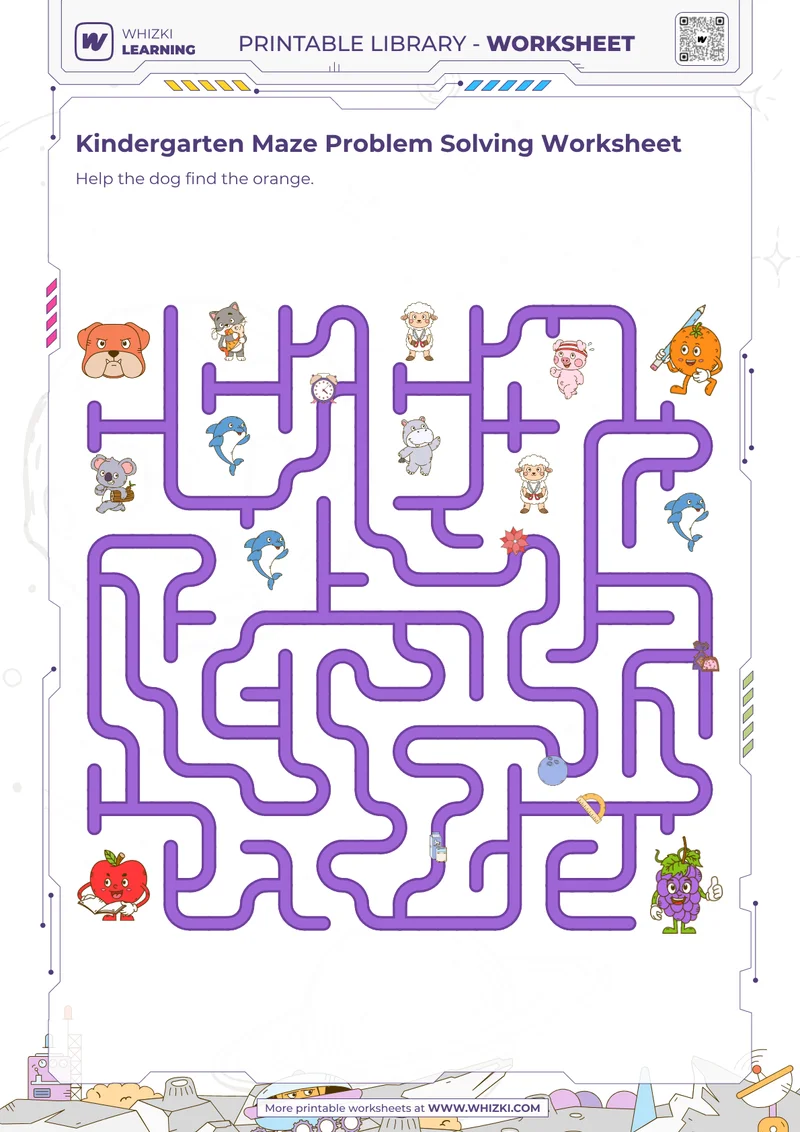 Kindergarten Maze Problem Solving Worksheet