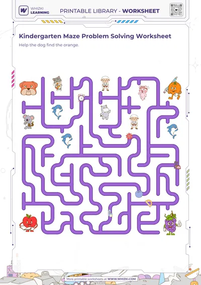 Kindergarten Maze Problem Solving Worksheet