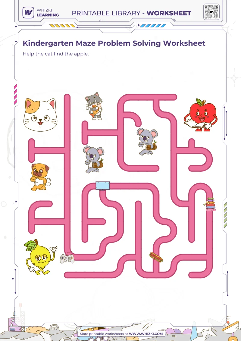 Kindergarten Maze Problem Solving Worksheet