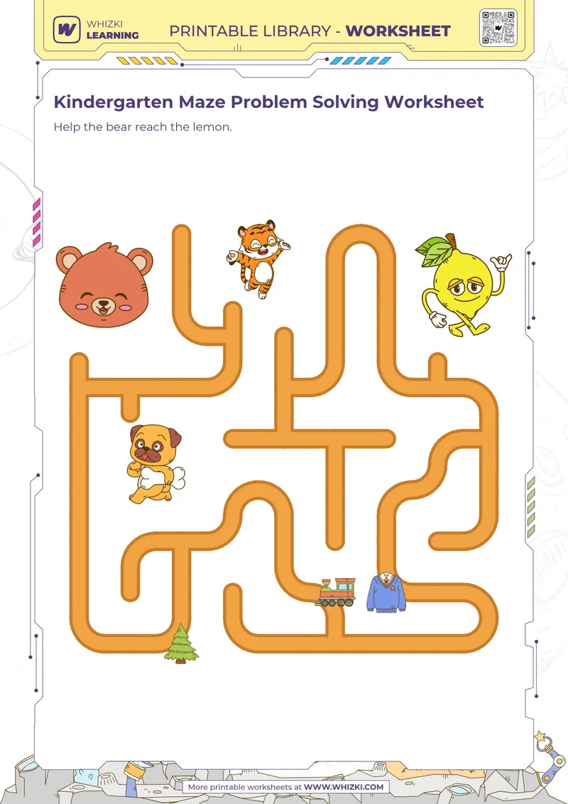 Kindergarten Maze Problem Solving Worksheet