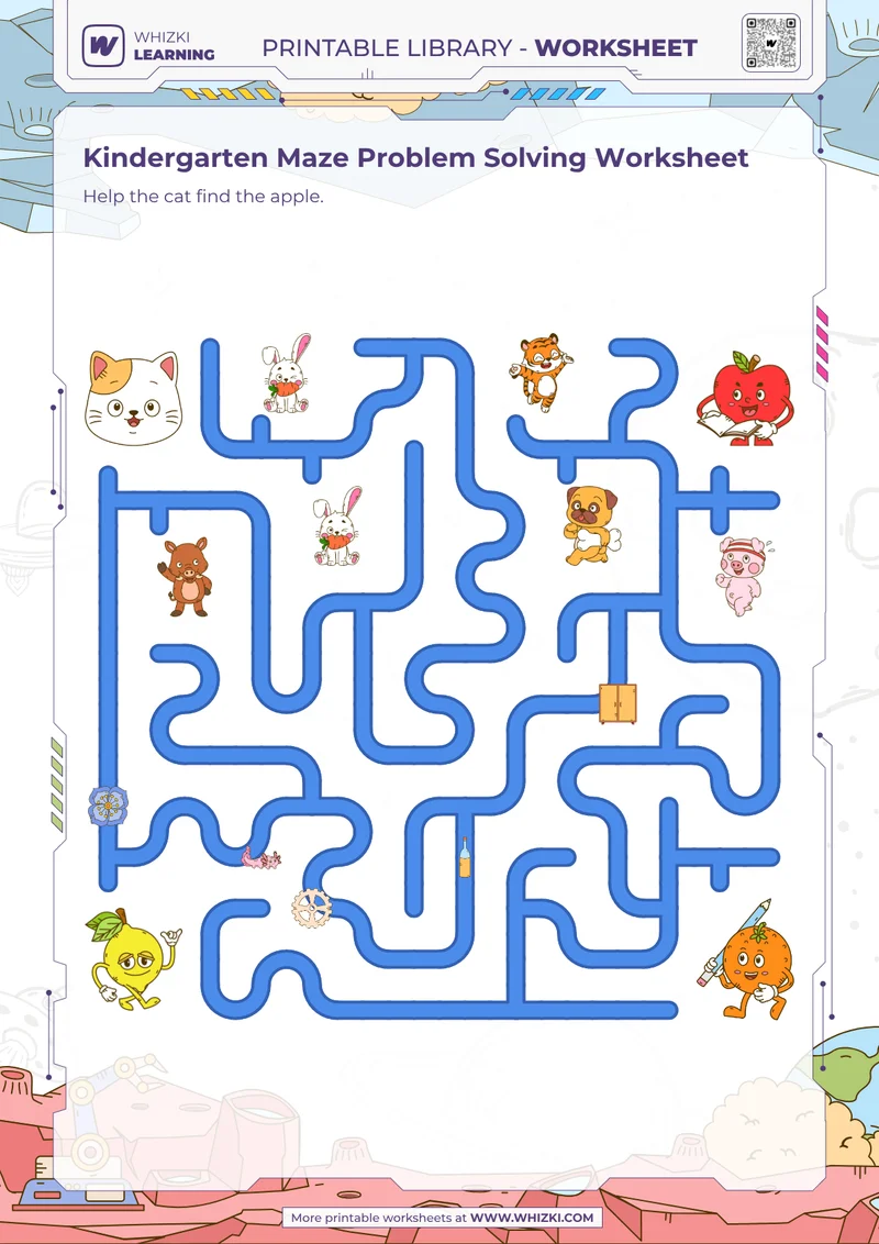 Kindergarten Maze Problem Solving Worksheet
