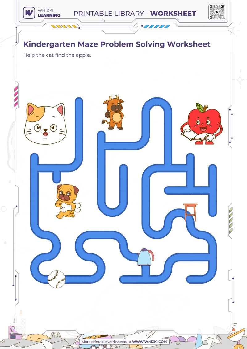 Kindergarten Maze Problem Solving Worksheet