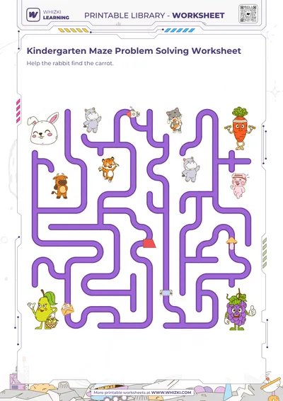 Kindergarten Maze Problem Solving Worksheet