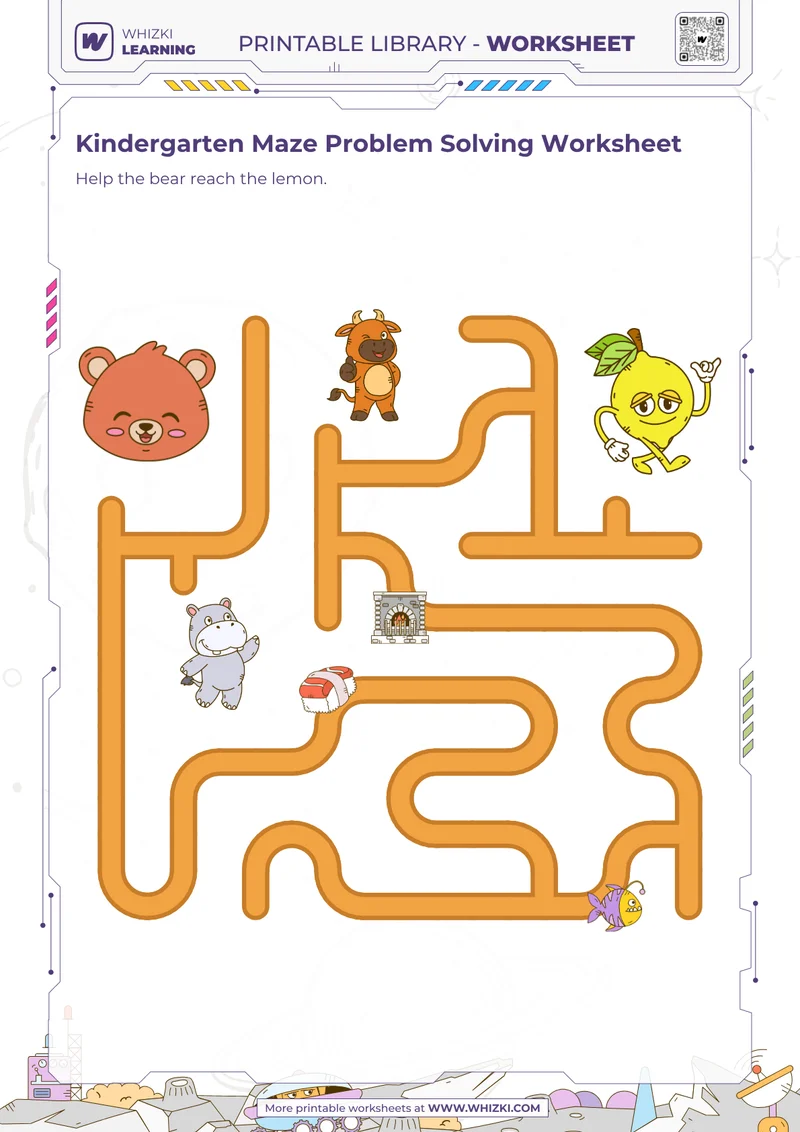 Kindergarten Maze Problem Solving Worksheet