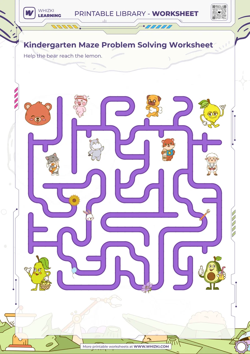 Kindergarten Maze Problem Solving Worksheet
