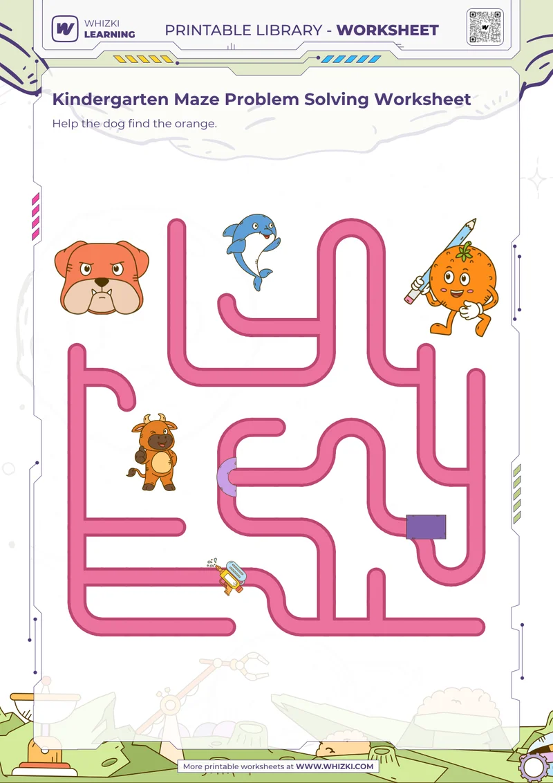 Kindergarten Maze Problem Solving Worksheet