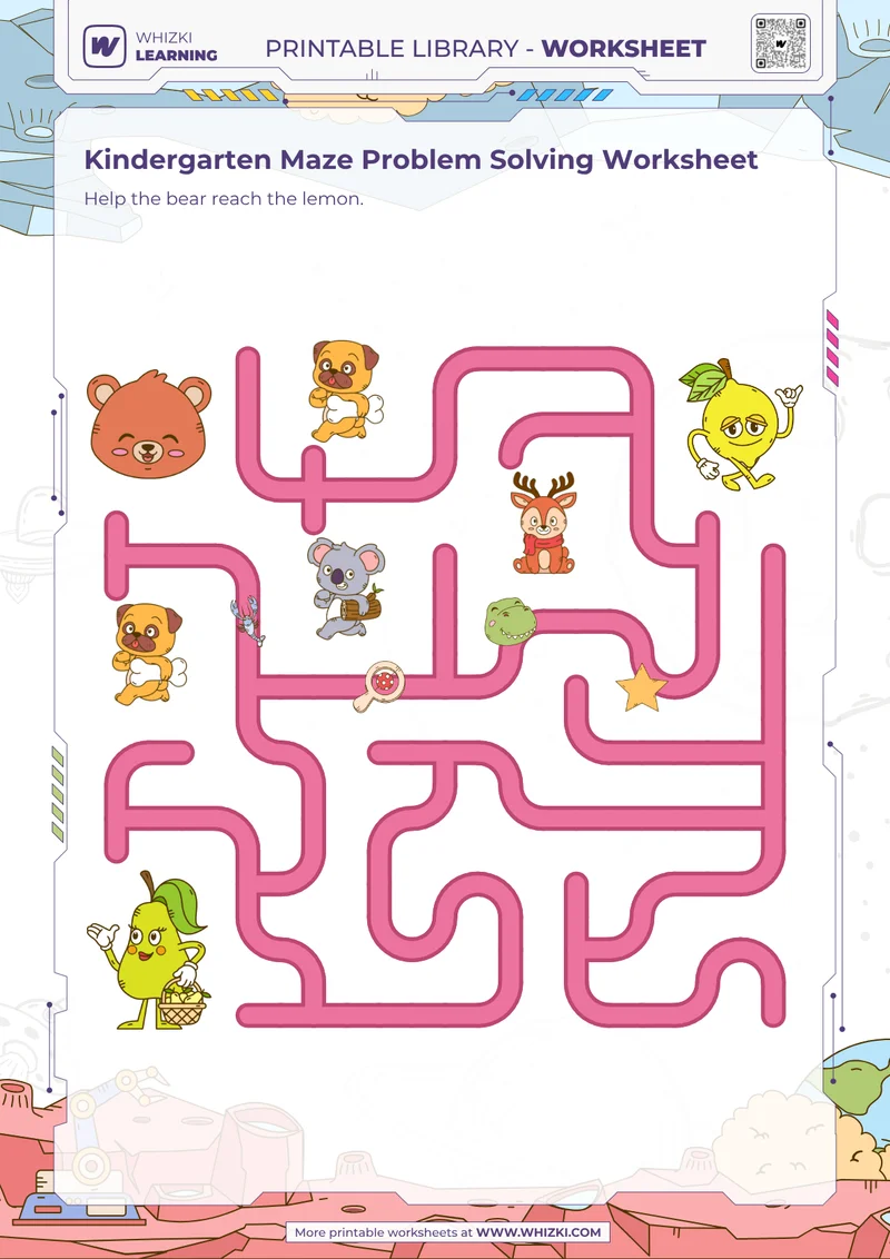 Kindergarten Maze Problem Solving Worksheet