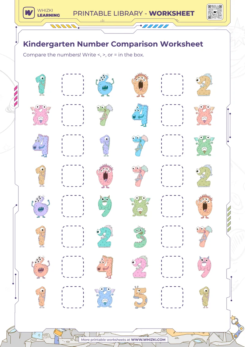 Kindergarten Number Comparison Worksheet