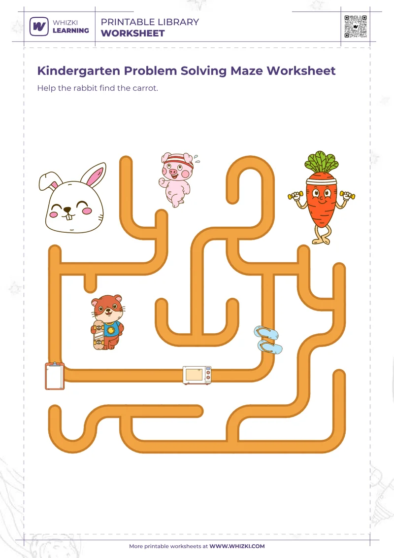 Kindergarten Problem Solving Maze Worksheet