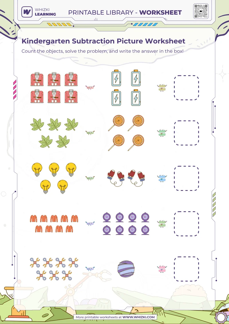 Kindergarten Subtraction Picture Worksheet