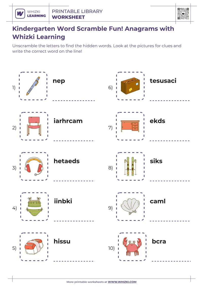 Kindergarten Word Scramble Fun! Anagrams with Whizki Learning