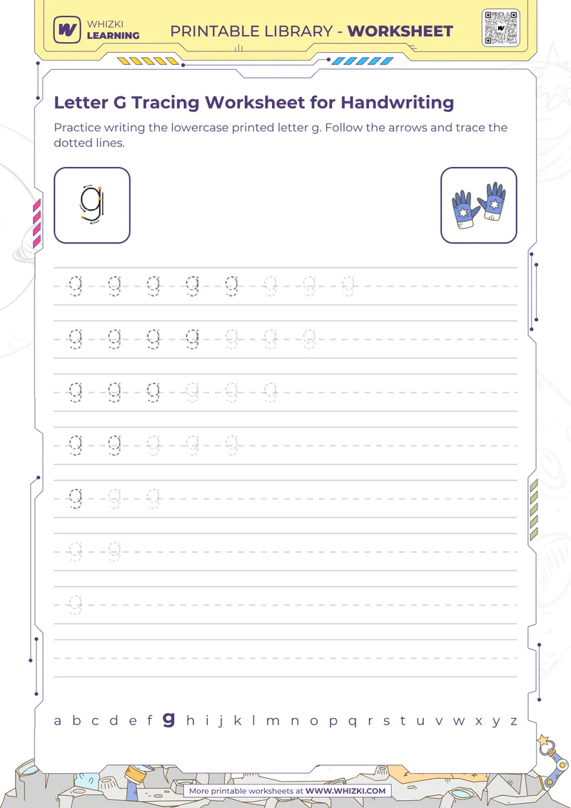Letter G Tracing Worksheet for Handwriting