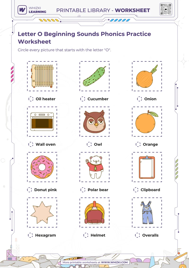 Letter O Beginning Sounds Phonics Practice Worksheet