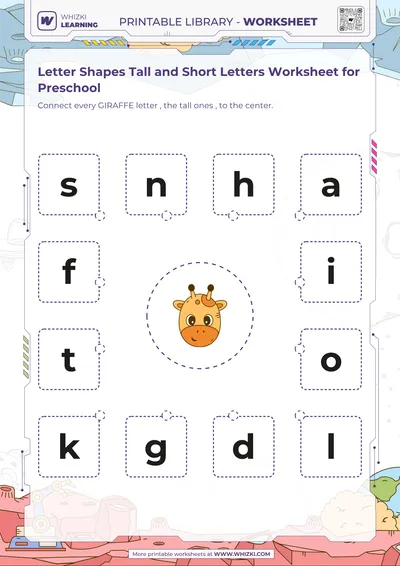 Letter Shapes Tall and Short Letters Worksheet for Preschool