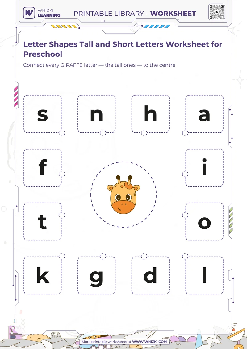 Letter Shapes Tall and Short Letters Worksheet for Preschool