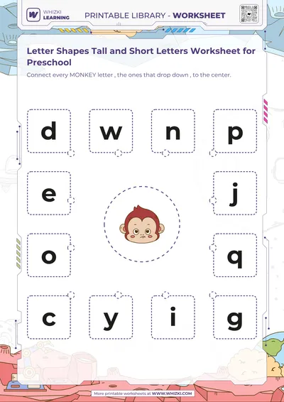 Letter Shapes Tall and Short Letters Worksheet for Preschool