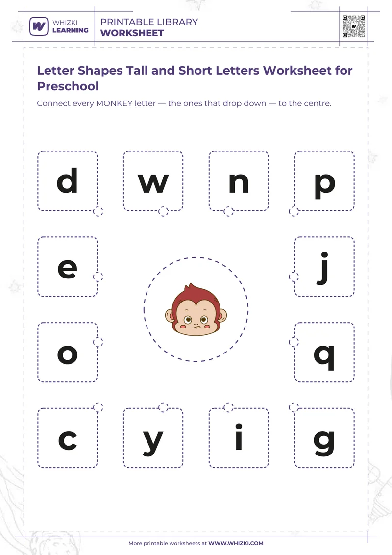 Letter Shapes Tall and Short Letters Worksheet for Preschool