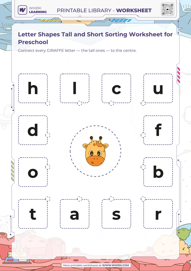 Letter Shapes Tall and Short Sorting Worksheet for Preschool