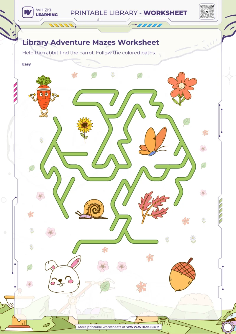 Library Adventure Mazes Worksheet