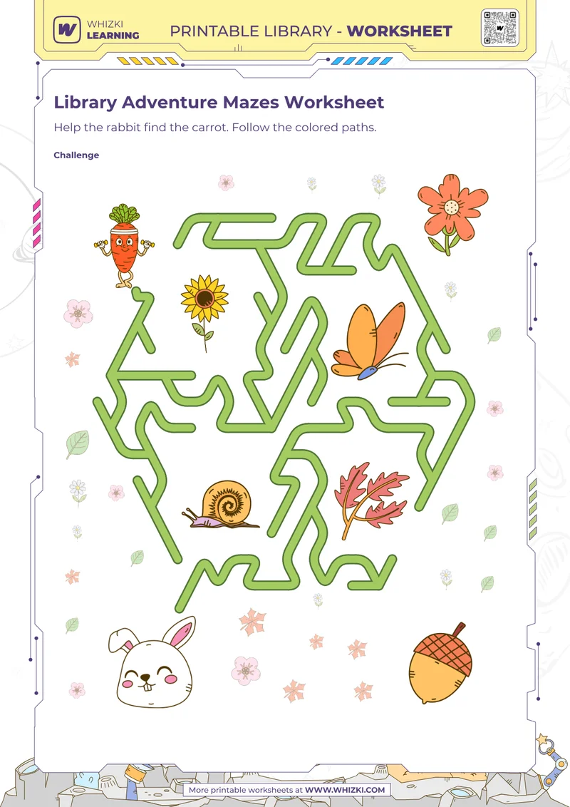 Library Adventure Mazes Worksheet