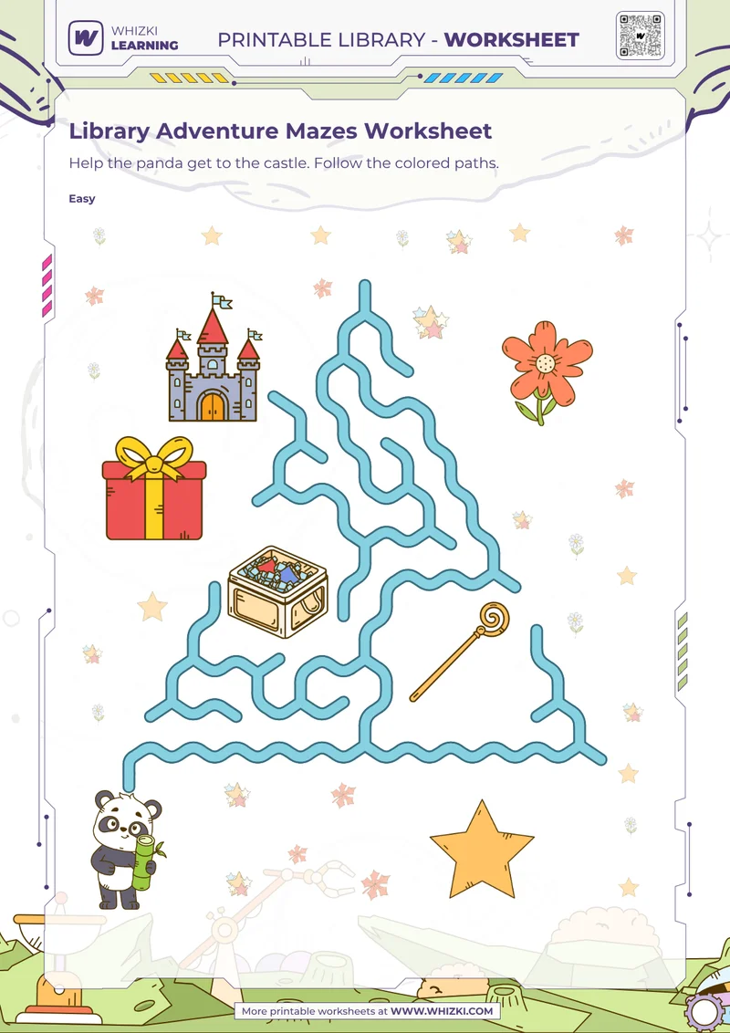 Library Adventure Mazes Worksheet
