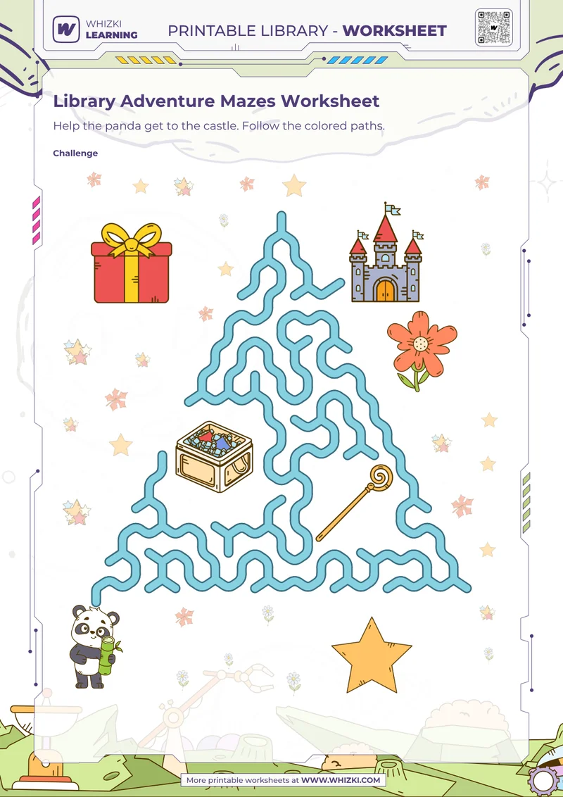 Library Adventure Mazes Worksheet