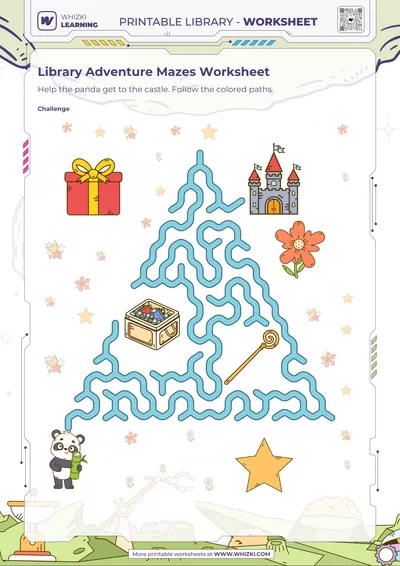Library Adventure Mazes Worksheet