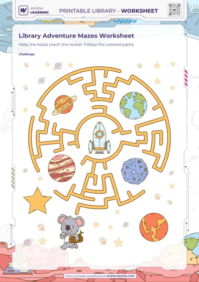 Library Adventure Mazes Worksheet