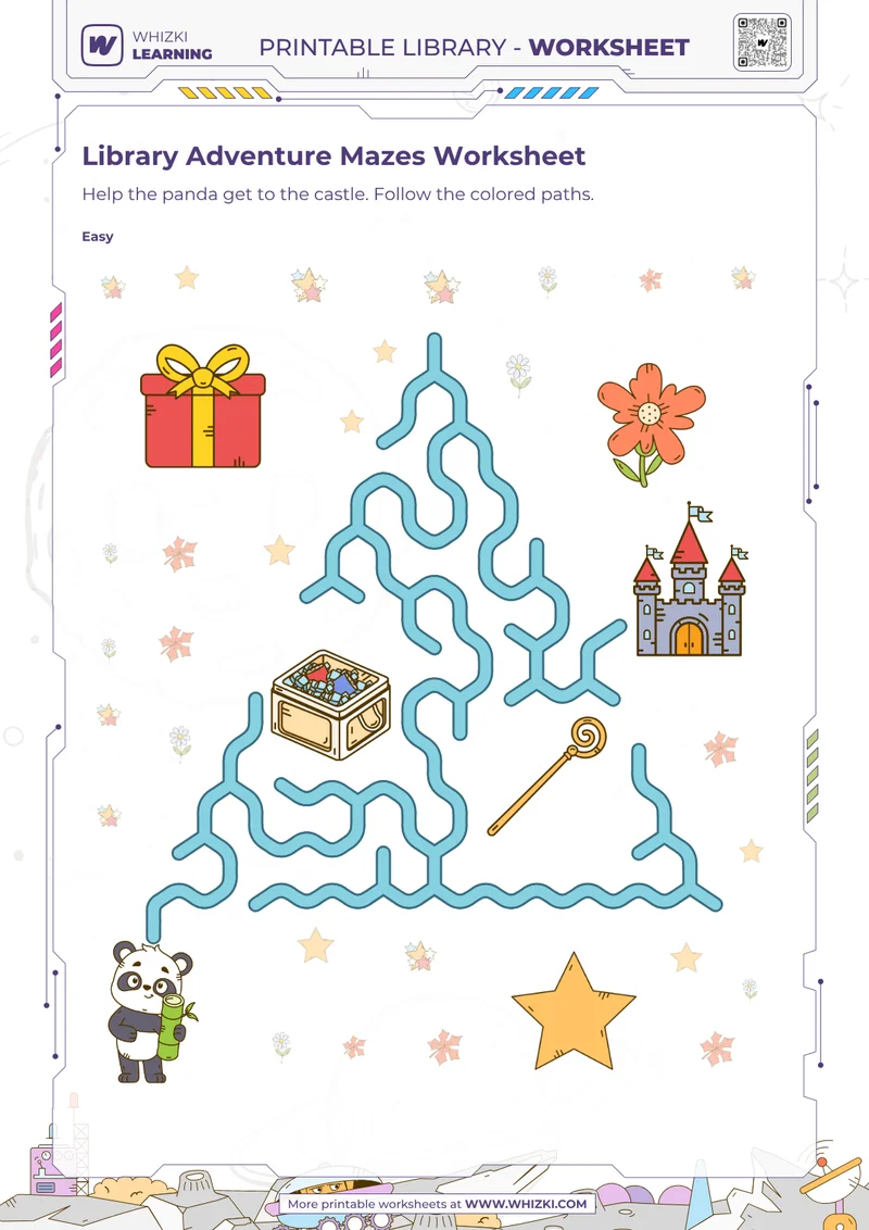 Library Adventure Mazes Worksheet