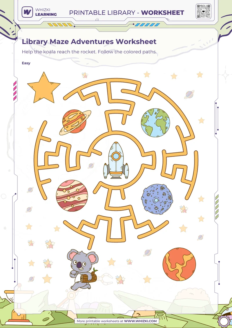 Library Maze Adventures Worksheet