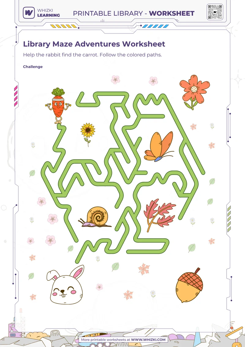 Library Maze Adventures Worksheet