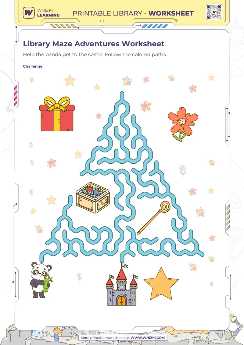 Library Maze Adventures Worksheet