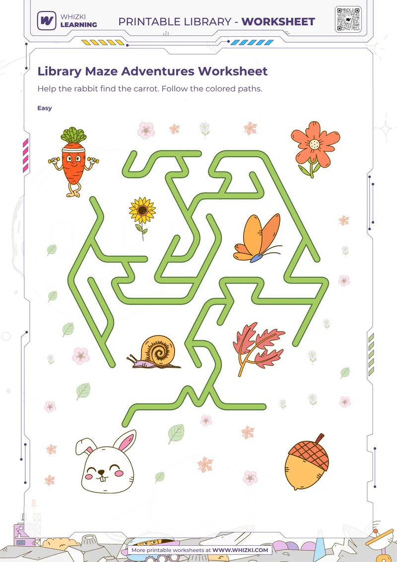 Library Maze Adventures Worksheet