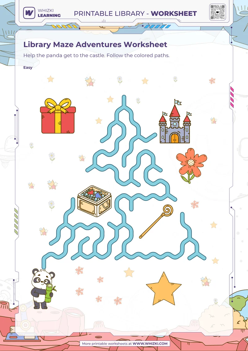 Library Maze Adventures Worksheet
