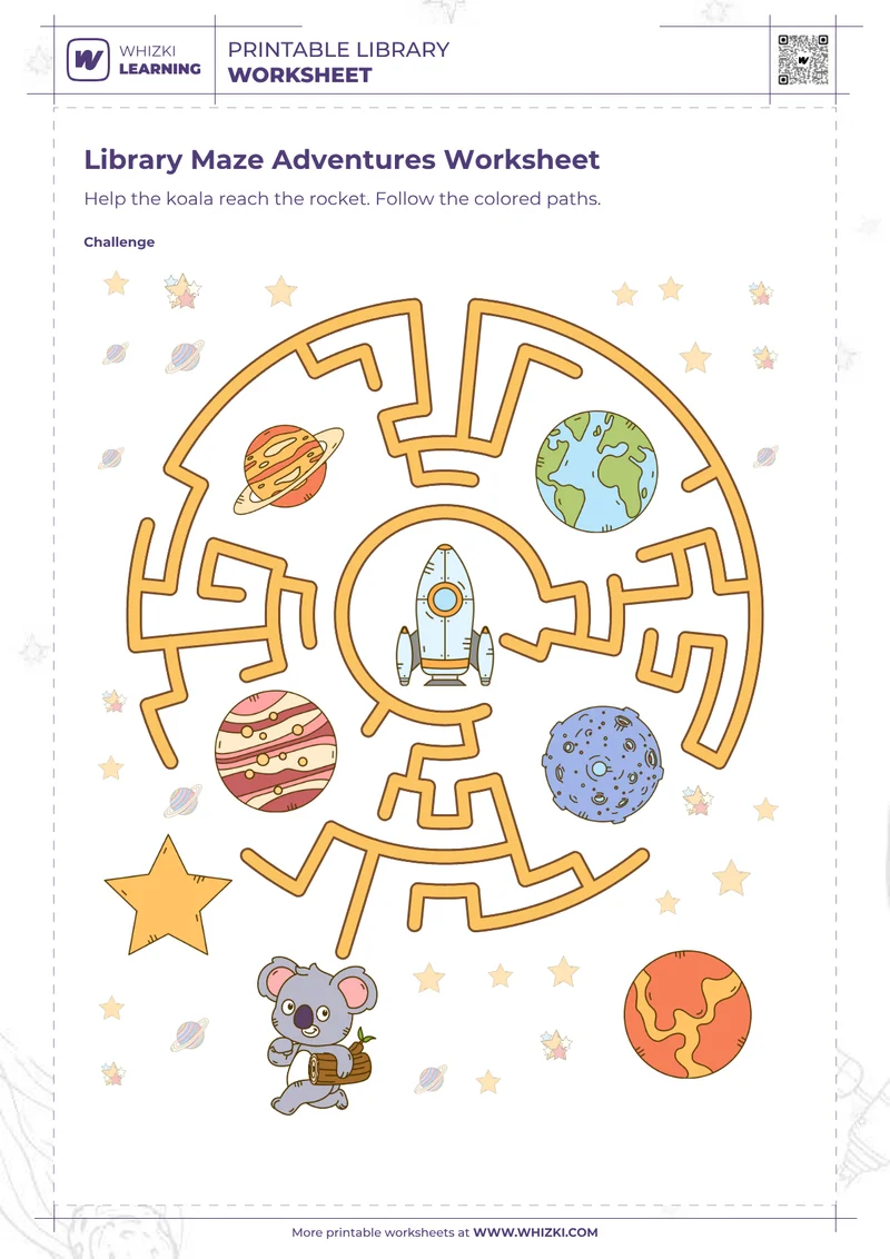 Library Maze Adventures Worksheet