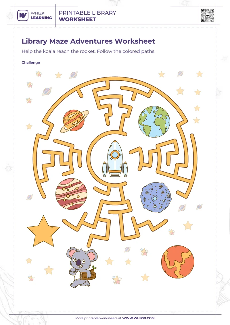 Library Maze Adventures Worksheet