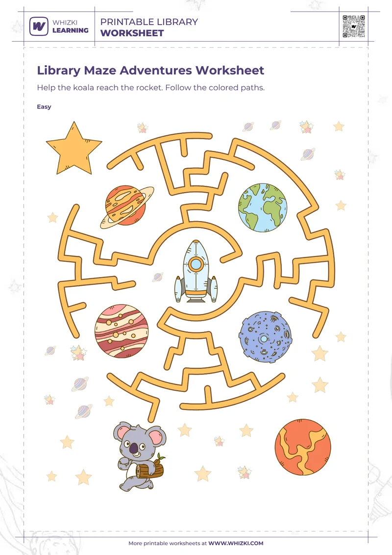 Library Maze Adventures Worksheet