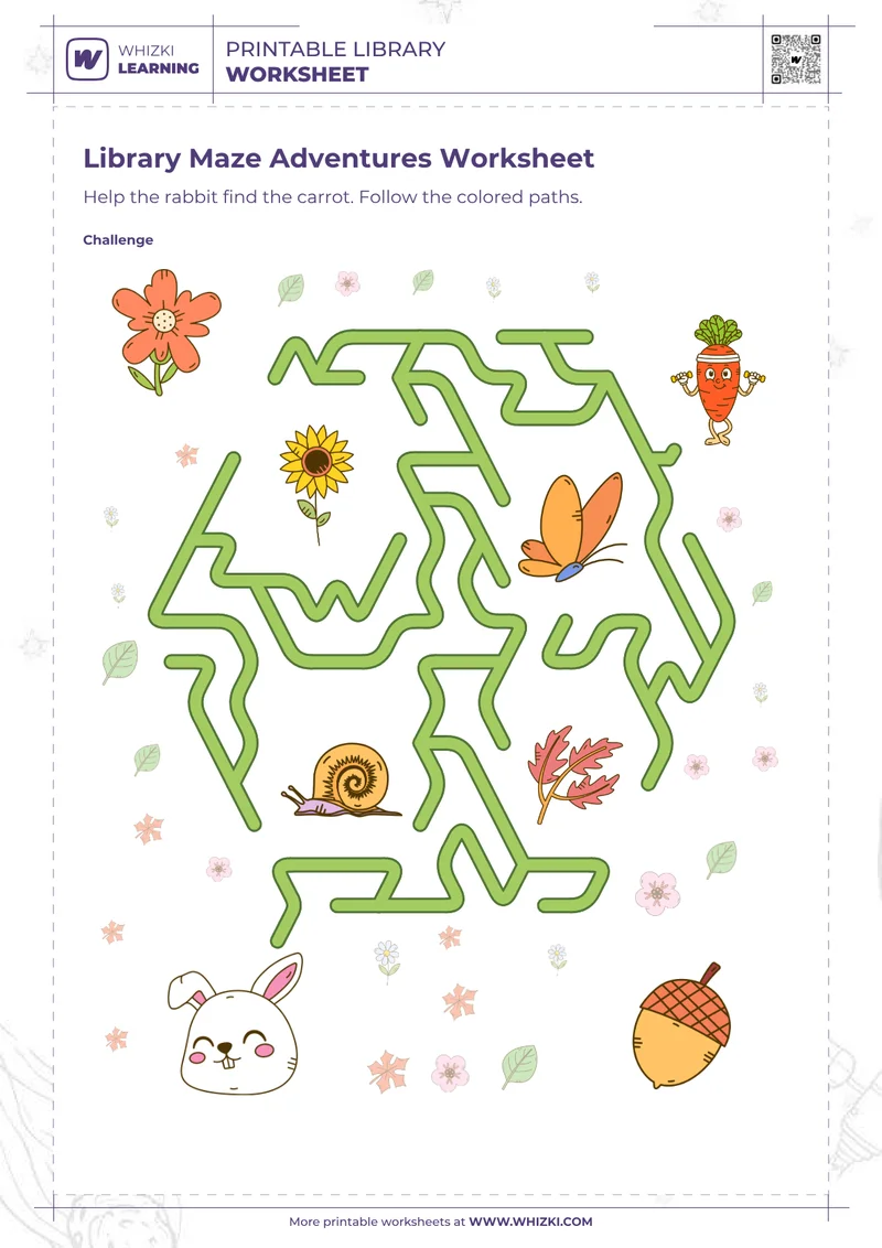 Library Maze Adventures Worksheet