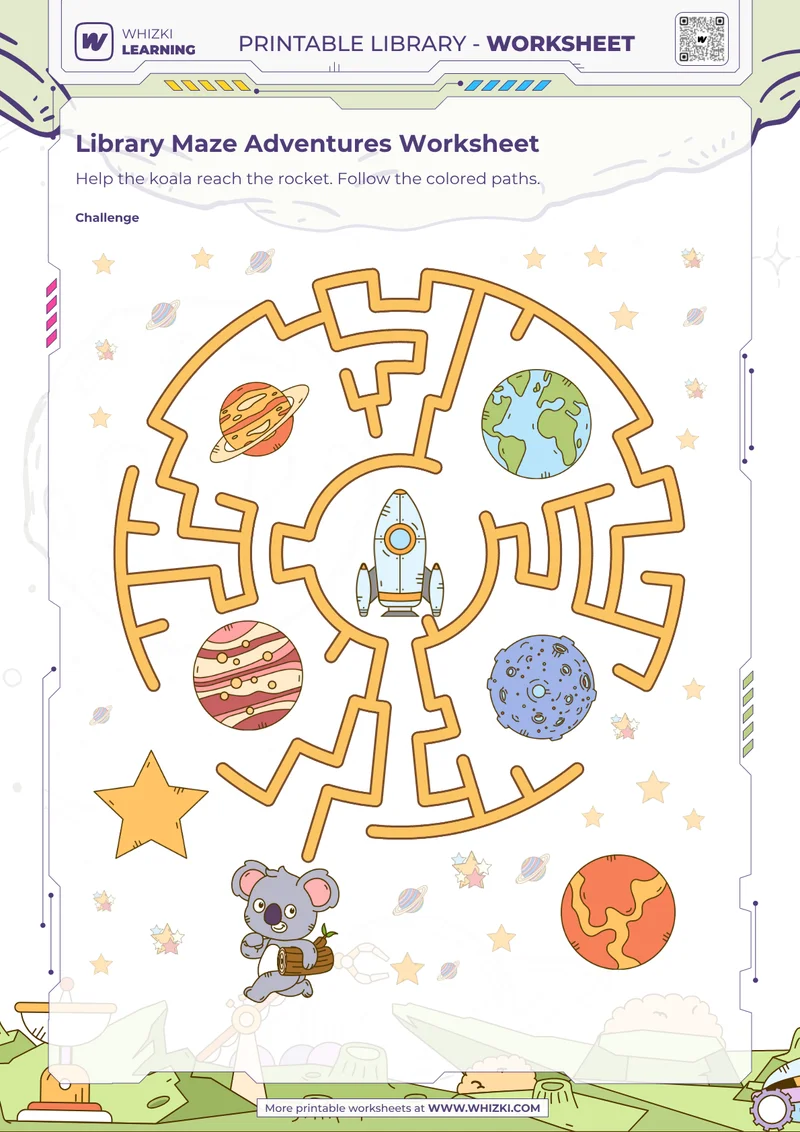 Library Maze Adventures Worksheet