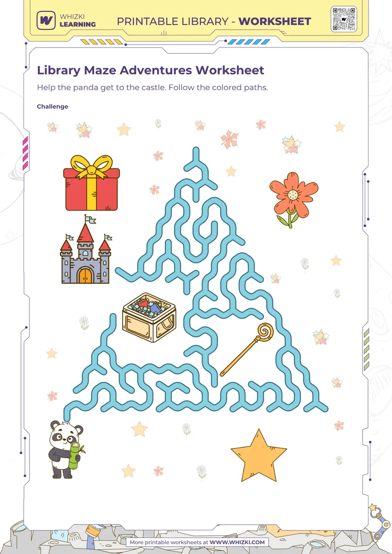 Library Maze Adventures Worksheet