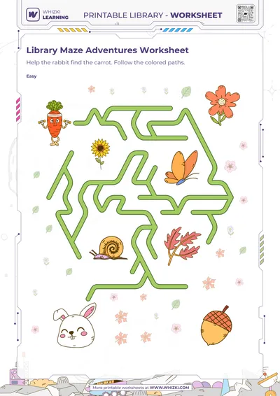 Library Maze Adventures Worksheet