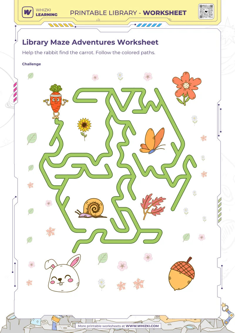 Library Maze Adventures Worksheet