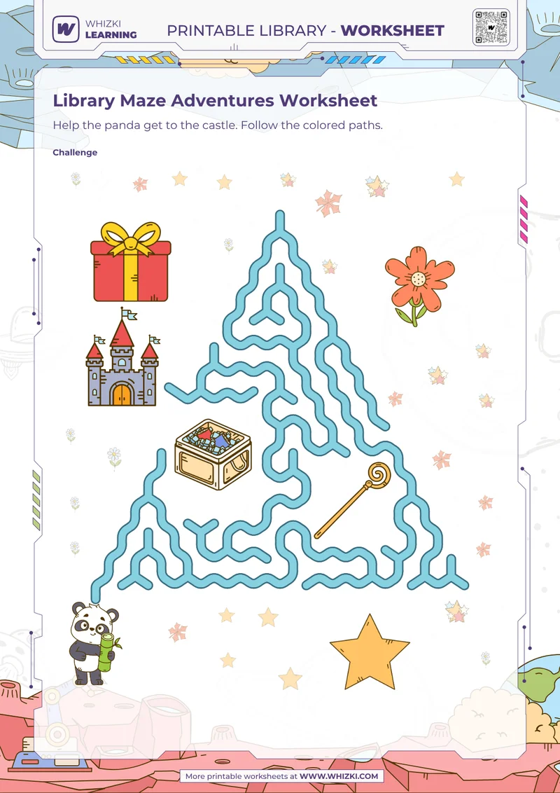 Library Maze Adventures Worksheet