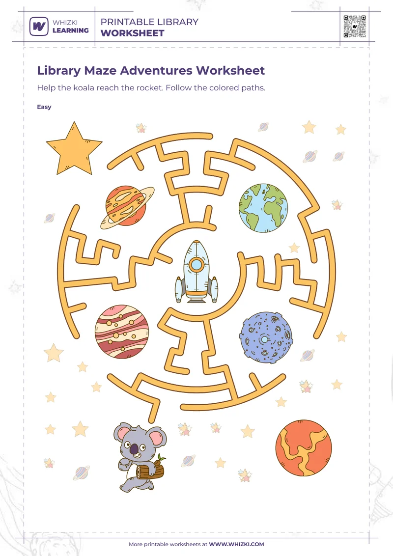 Library Maze Adventures Worksheet