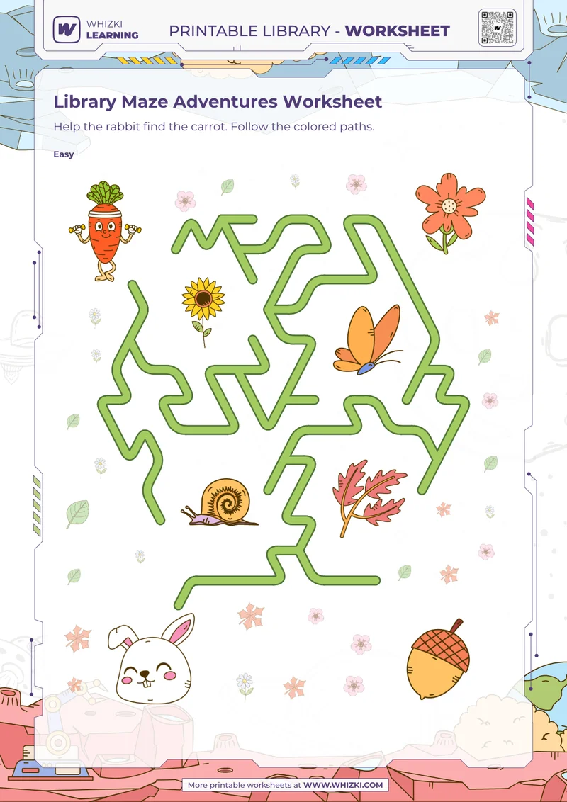 Library Maze Adventures Worksheet