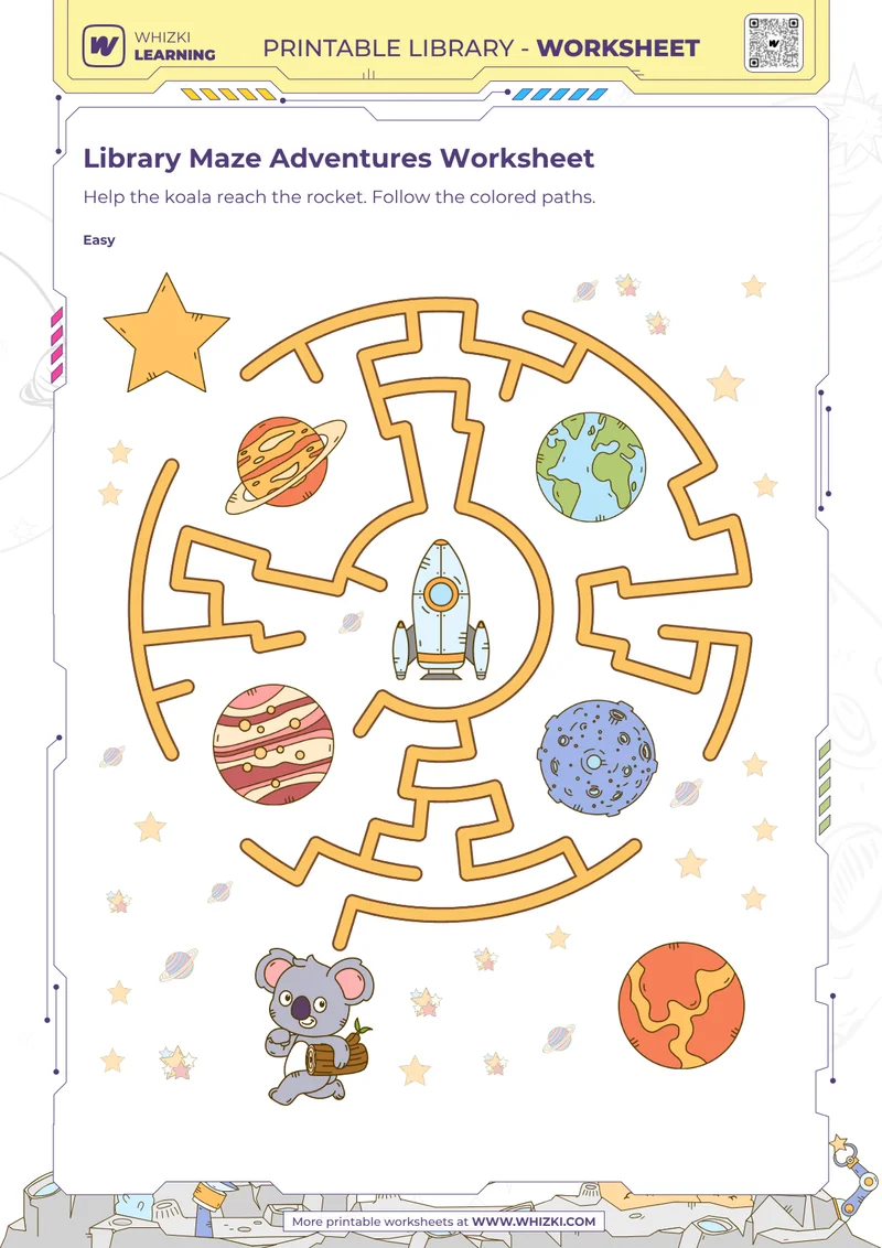 Library Maze Adventures Worksheet