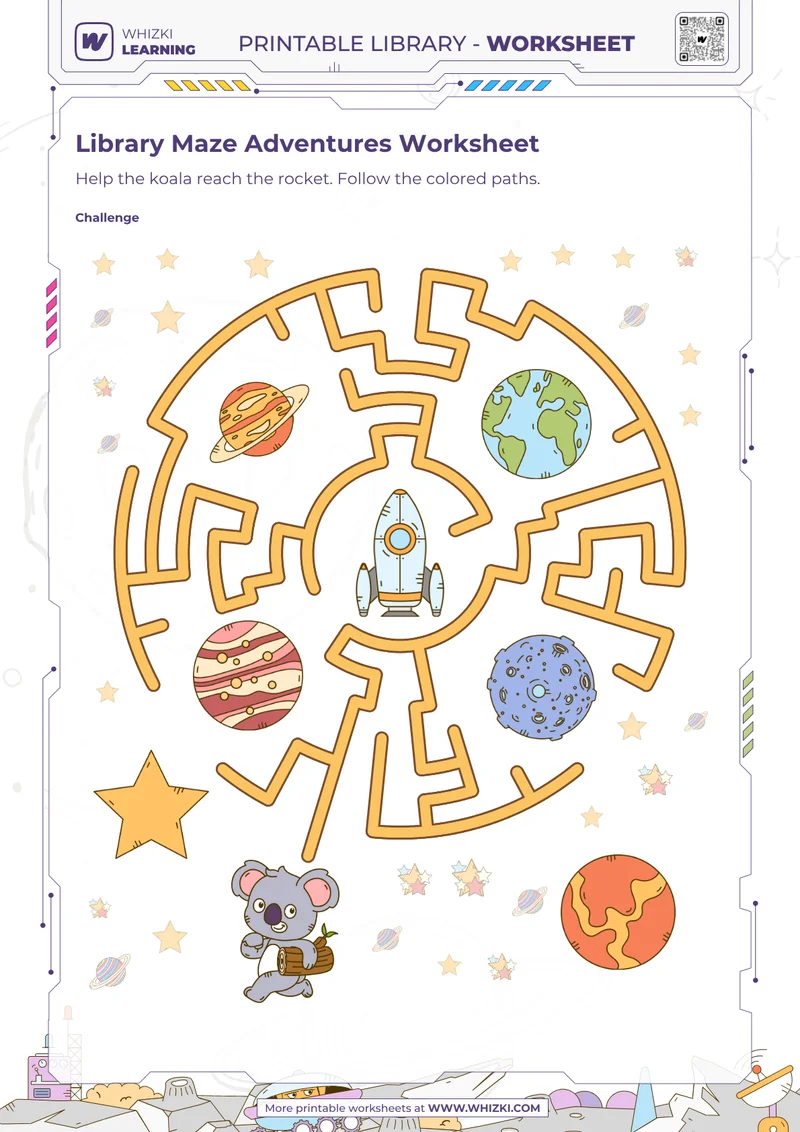 Library Maze Adventures Worksheet