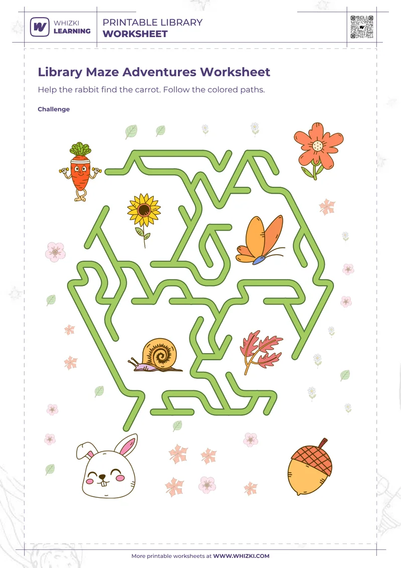 Library Maze Adventures Worksheet